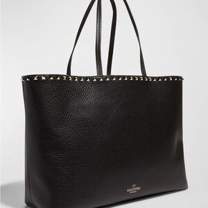Valentino Black Tote Bag with Textured Leather and Metallic Studs